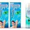 Gillette Razor Venus Hair Removal Razor for Women 2 Units with Gillette Satin Care Sensitive Skin Pre Shave Gel with Aloe Vera – 195 g