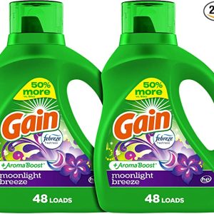Gain + Aroma Boost Laundry Detergent Liquid Soap, Moonlight Breeze Scent, 45 Loads, 65 Fl Oz, Pack Of 2, He Compatible Rated 5.00 out of 5
