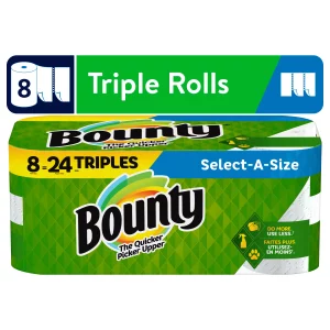 Bounty Select-A-Size Paper Towels, Triple Rolls, White, 147 Sheets Per Roll, 8 Count Rated 5.00 out of 5