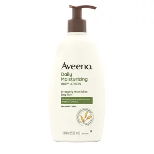 Aveeno Daily Moisturizing Body Lotion with Soothing Oat and Rich Emollients to Nourish Dry Skin, Fragrance-Free, 18 fl. oz 18 Fl